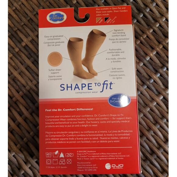 NIB Dr Comfort Shape To Fit Compression Socks Womens XL Nude Sheer 15-20 mmHg - Picture 2 of 9